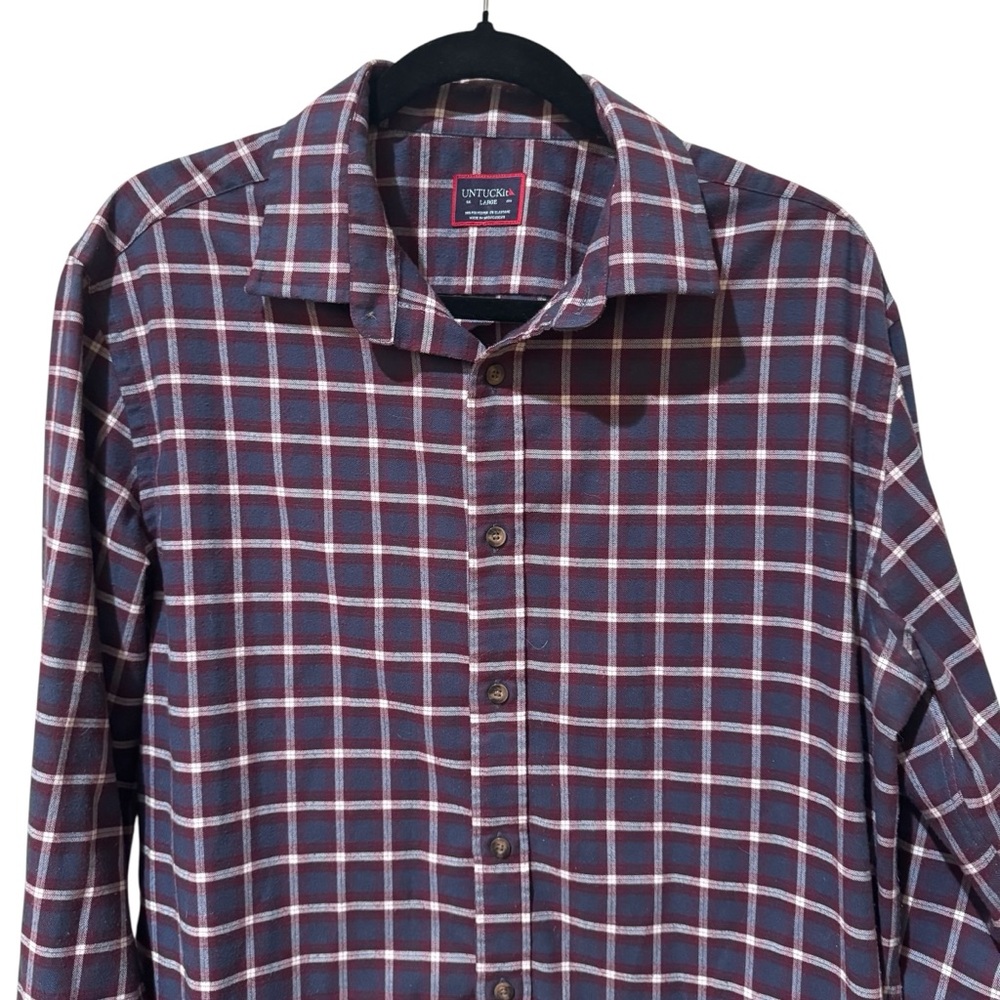 Untuck It Men's L Plaid Button Down Long Sleeve Shirt